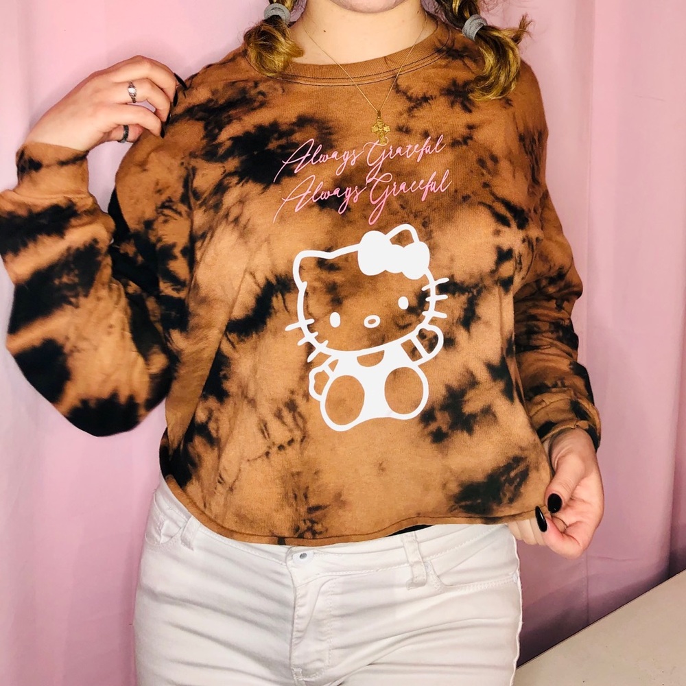 rare hello kitty tie dye long sleeve kawaii